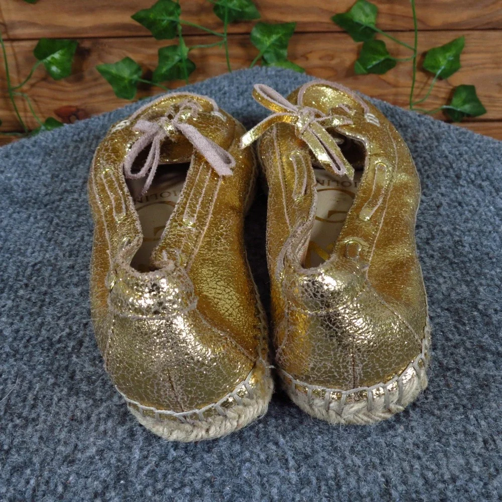 Enzo Angiolini Admond Women Flat Size 6 Casual Metallic Gold Leather Espadrille‎